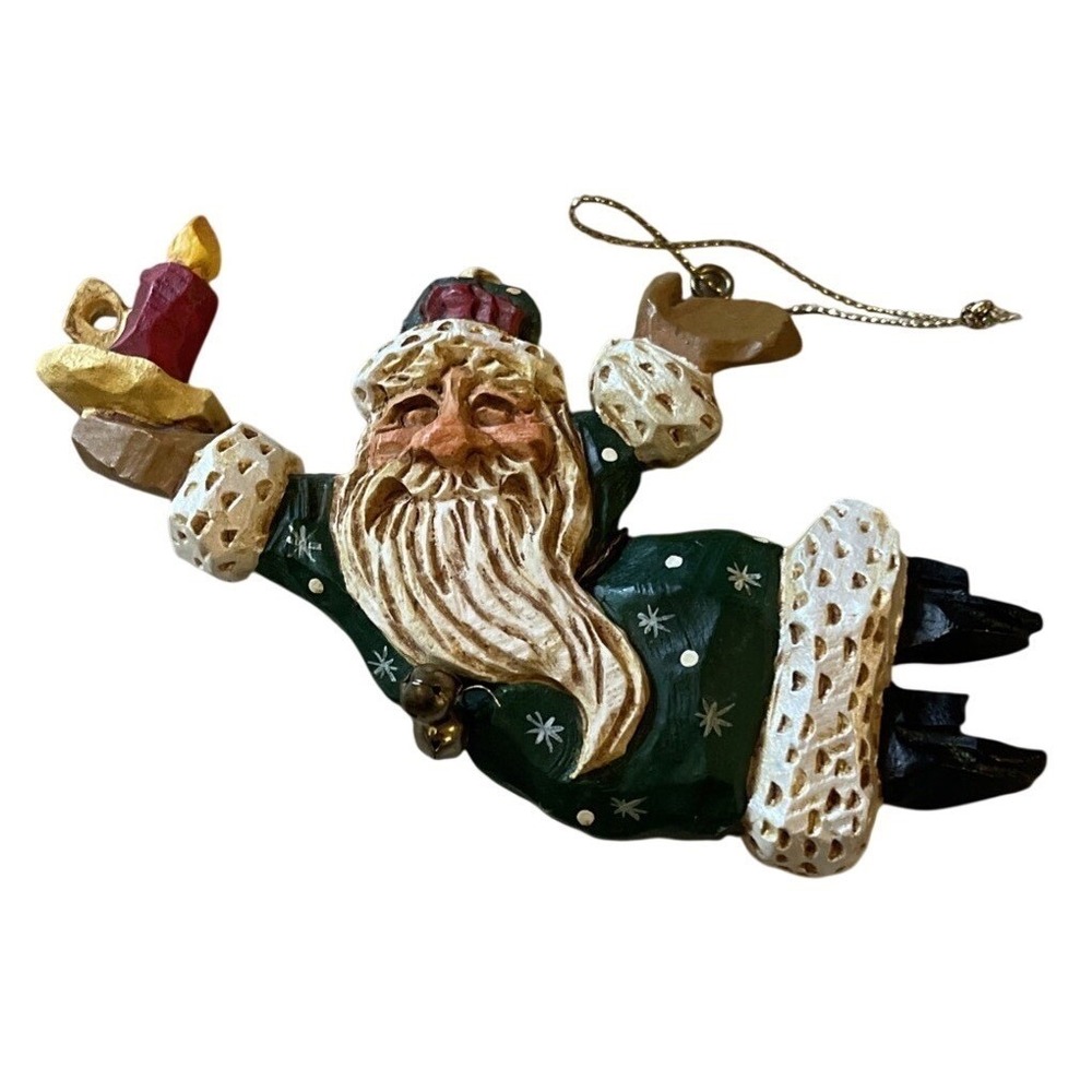 Signed‎ David Frykman Flying Santa Claus With Candle Vintage 1999 Ornament 5"